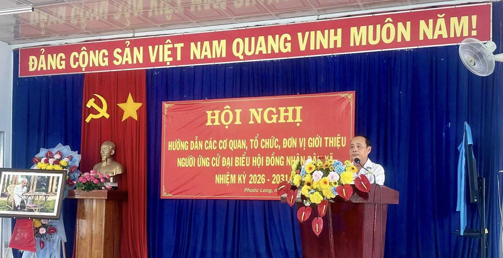 xã Phước Long tổ chức hội nghị hướng dẫn các cơ quan, tổ chức, đơn vị giới thiệu người ứng cử đại biểu hội đồng nhân dân xã nhiệm kỳ 2026 - 2031