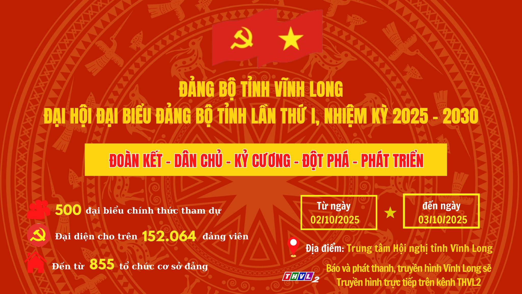 Thông tin Đại hội đại biểu Đảng bộ tỉnh Vĩnh Long lần thứ I, nhiệm kỳ 2025 - 2030